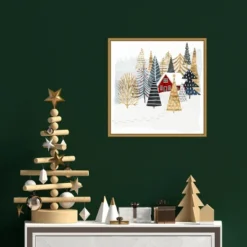 16" X 16" Christmas Chalet I Tree By Victoria Borges Framed Canvas Wall Art - Amanti Art -Home Furniture GUEST 5e68edf4 2836 404b 8e95 b60f625fafe6