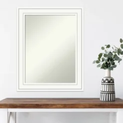 23" X 29" Non-Beveled Craftsman White Wood Wall Mirror - Amanti Art -Home Furniture GUEST 5ff258ea 8b28 4c25 b85d fce7bb13664f