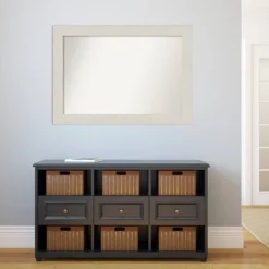 42" X 30" Non-Beveled Rustic Plank White Wall Mirror - Amanti Art -Home Furniture GUEST 602af20b 091a 4739 bbba 09804a64fb7e