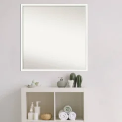 27" X 27" Non-Beveled Lucie Wood Bathroom Wall Mirror White - Amanti Art -Home Furniture GUEST 60a21db2 dfcd 4f98 af37 327cd8b7105e