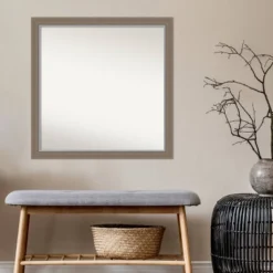 29" X 29" Non-Beveled Eva Brown Narrow Wall Mirror - Amanti Art -Home Furniture GUEST 6107571a 6e4f 437b 8e24 b53b76f77f6f