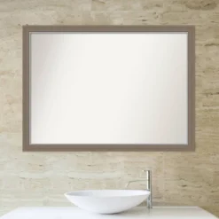 41" X 30" Non-Beveled Eva Narrow Bathroom Wall Mirror Brown - Amanti Art -Home Furniture GUEST 6155a2aa f349 4d85 86ad f457b2a1d0f6