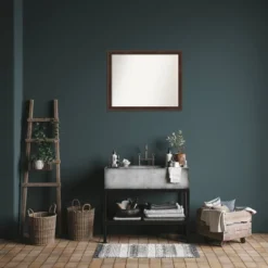 31"x25" Non-Beveled Narrow Wood Bathroom Wall Mirror Warm Walnut - Amanti Art: Rectangle, Wall Mount, No Assembly -Home Furniture GUEST 629ddef0 4cab 4146 8c42 569cf05d405d