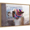 23" X 16" Llama With Colorful Hat By Jutta Riegel Danita Delimont Framed Canvas Wall Art - Amanti Art