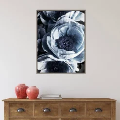 22" X 30" Peony Blue Petals III By Ashley Aldridge Framed Canvas Wall Art Gray Wash - Amanti Art -Home Furniture GUEST 645e036a 398b 4cb0 946e a37e39d22e6d
