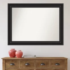 44" X 33" Non-Beveled Colonial Bathroom Wall Mirror Black - Amanti Art -Home Furniture GUEST 64e3ee8d a82d 4b78 ad1b d702dee65da0