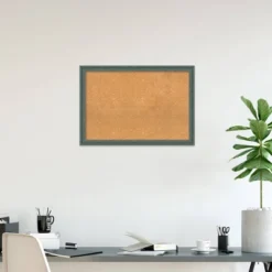39"x27" Upcycled Wood Frame Natural Cork Board Teal/Gray - Amanti Art -Home Furniture GUEST 650386f8 3790 46bc acc1 767c438e201d