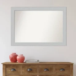 40" X 28" Non-Beveled Shiplap White Wood Wall Mirror - Amanti Art: Modern Rectangular, Includes Mount Hardware -Home Furniture GUEST 65582b95 e97c 43e1 b401 34151d01545a