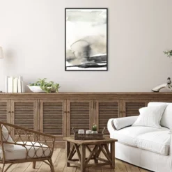 23" X 33" Horizon Triptych III By Jennifer Goldberger Framed Canvas Wall Art Print Black - Amanti Art -Home Furniture GUEST 6614bc17 91fa 41d1 a246 4ecf0bb83c61
