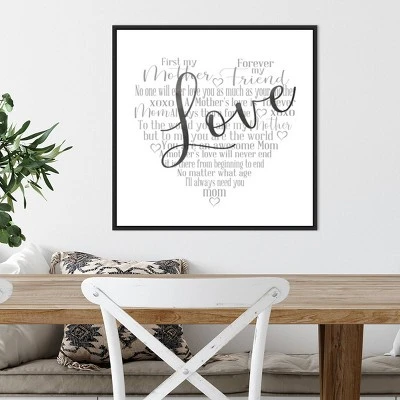22" X 22" Mother's Day Heart Love By Cynthia Coulter Framed Canvas Wall Art Black - Amanti Art 6 22" X 22" Mother's Day Heart Love By Cynthia Coulter Framed Canvas Wall Art Black - Amanti Art - Image 4