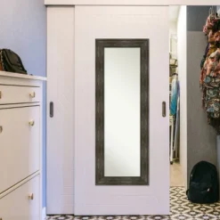 20" X 54" Non-Beveled Rail Rustic Char Full Length On The Door Mirror - Amanti Art -Home Furniture GUEST 69081ce6 7348 4b37 bbb0 9a315017608e