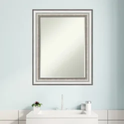 Amanti Art Salon Silver Petite Bevel Bathroom Wall Mirror 29.25 X 23.25 In. -Home Furniture GUEST 693542d3 de00 4bc6 8b14 7625871efc74