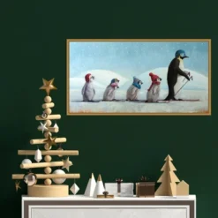 26" X 14" Ski School Penguins By Lucia Heffernan Framed Canvas Wall Art - Amanti Art -Home Furniture GUEST 6942dbfb b071 4e5e 93b3 0bffac263ca6
