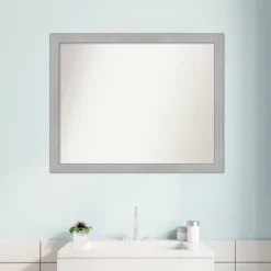 31" X 25" Non-Beveled Vista Brushed Nickel Narrow Bathroom Wall Mirror - Amanti Art 17 31" X 25" Non-Beveled Vista Brushed Nickel Narrow Bathroom Wall Mirror - Amanti Art -Home Furniture GUEST 69d42f6c 7027 4871 87ca a6207a8e39bc