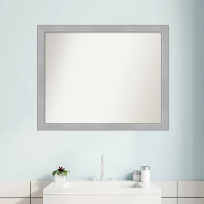 31" X 25" Non-Beveled Vista Brushed Nickel Narrow Bathroom Wall Mirror - Amanti Art 10 31" X 25" Non-Beveled Vista Brushed Nickel Narrow Bathroom Wall Mirror - Amanti Art - Image 8