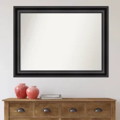 44" X 33" Non-Beveled Grand Black Wall Mirror - Amanti Art: Modern Rectangle, Polystyrene Frame, Wall Mounted -Home Furniture GUEST 6a11aed1 3011 47a3 9dd9 9f44cc70a8c7