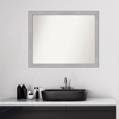 31" X 25" Non-Beveled Vista Brushed Nickel Narrow Bathroom Wall Mirror - Amanti Art 9 31" X 25" Non-Beveled Vista Brushed Nickel Narrow Bathroom Wall Mirror - Amanti Art - Image 7