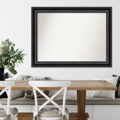 44" X 33" Non-Beveled Grand Black Wall Mirror - Amanti Art: Modern Rectangle, Polystyrene Frame, Wall Mounted -Home Furniture GUEST 6a4282d6 e671 4adc 9024 96693b064427