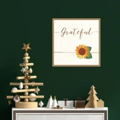 16" X 16" Grateful Fall Sunflower By Veronique Charron Framed Canvas Wall Art - Amanti Art -Home Furniture GUEST 6aeb690b 1f9b 445f a89f b8736da8ae54