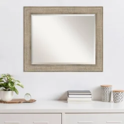 34" X 28" Beveled Trellis Silver Wood Wall Mirror - Amanti Art -Home Furniture GUEST 6c492df3 9602 4726 9fe8 f1fadc194ed4