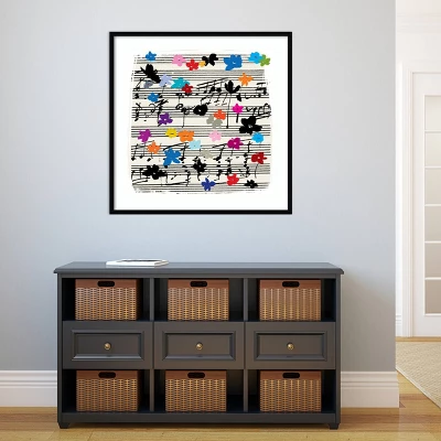 33" X 33" Floral Music Notes By Jenny Frean Wood Framed Wall Art Print - Amanti Art 5 33" X 33" Floral Music Notes By Jenny Frean Wood Framed Wall Art Print - Amanti Art - Image 3