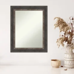 23" X 29" Non-Beveled Bark Rustic Char Wall Mirror - Amanti Art -Home Furniture GUEST 6d9907fe ac75 4e63 8665 74f1600f1a4a
