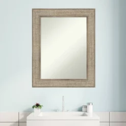 24" X 30" Non-Beveled Trellis Silver Wood Bathroom Wall Mirror - Amanti Art -Home Furniture GUEST 6df28fd2 09dd 46c8 8af9 72244e0f055a