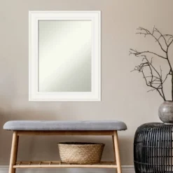 24" X 30" Non-Beveled Ridge White Wall Mirror - Amanti Art -Home Furniture GUEST 6eac2902 b15a 41e4 a644 6b80db57a2dd