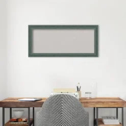 33"x15" Upcycled Wood Frame Gray Cork Board Teal - Amanti Art -Home Furniture GUEST 6fe344e5 7b63 439f ab7e b960cf0ae39d