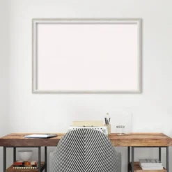 38"x26" Two Tone Wood Frame White Cork Board Silver - Amanti Art -Home Furniture GUEST 6fff94b9 9939 4cd8 96a8 f9ff0d1f55b7