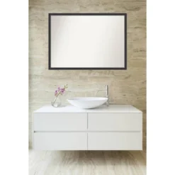 40"x29" Non-Beveled Wood Bathroom Wall Mirror Black - Amanti Art: Modern Rectangle, Wall Mount, Includes Hardware -Home Furniture GUEST 704efd6e 50e5 4884 a309 b0b40cd4fce2