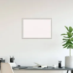 38"x26" Two Tone Wood Frame White Cork Board Silver - Amanti Art -Home Furniture GUEST 70f7ed60 dd27 4b1f 99c9 e5ea2b7ef1a3