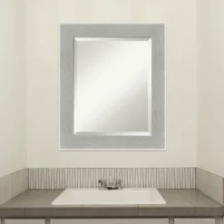 Glam Framed Bathroom Vanity Wall Mirror Linen Gray - Amanti Art -Home Furniture GUEST 71a5adc9 840a 436d 9676 20b5de887321