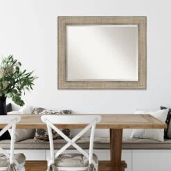 34" X 28" Beveled Trellis Silver Wood Wall Mirror - Amanti Art -Home Furniture GUEST 721de350 42b2 4eb2 b363 5613ebb37eaa