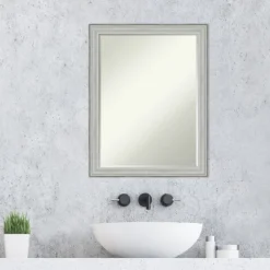 Amanti Art Bel Volto Silver Petite Bevel Wood Bathroom Wall Mirror 27 X 21 In. -Home Furniture GUEST 72b80c87 5557 4a20 b72b be62b7323ccb