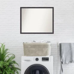 30" X 24" Non-Beveled Scoop Wood Bathroom Wall Mirror Dark Bronze - Amanti Art -Home Furniture GUEST 733e68bb f97f 4ea3 a0c7 9608622e4fd4