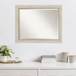 32" X 26" Beveled Parthenon Cream Wood Wall Mirror - Amanti Art -Home Furniture GUEST 74e0f85e df60 4652 9457 b566102dc9ce