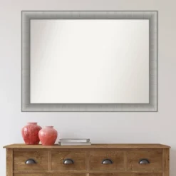 43" X 32" Non-Beveled Elegant Brushed Pewter Wall Mirror - Amanti Art: Modern Polystyrene Frame, Includes Mounting Hardware -Home Furniture GUEST 752f5271 752d 4c51 a301 f7b5d4c742c8