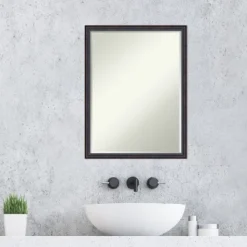 Amanti Art Dark Bronze Scoop Petite Bevel Wood Bathroom Wall Mirror 25.5 X 19.5 In. -Home Furniture GUEST 758840ed a63d 48d7 92e0 dcaed8624ccf