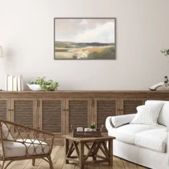 33" X 23" Dawn By The Water Neutral By Julia Purinton Framed Canvas Wall Art Print - Amanti Art -Home Furniture GUEST 75da1354 3124 4aa8 acdc d921471b358b