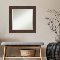 25" X 25" Wildwood Framed Wall Mirror Brown - Amanti Art -Home Furniture GUEST 76a6ac98 76e4 4931 9ce3 ccf5281f305e