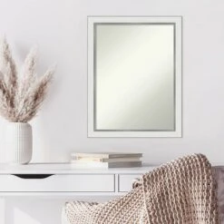 21" X 27" Non-Beveled Eva White Silver Narrow Wall Mirror - Amanti Art -Home Furniture GUEST 777378eb 16e6 4888 8102 b8d9732408b6
