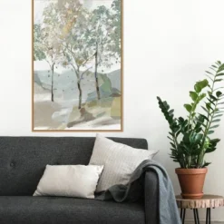 22" X 33" Breezy Landscape Trees II By Allison Pearce Framed Canvas Wall Art Light Brown - Amanti Art -Home Furniture GUEST 77ba1403 439a 4b94 beb6 060a5e47f7ce