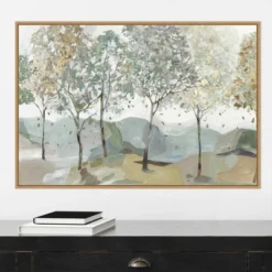 33" X 22" Breezy Landscape Trees I By Allison Pearce Framed Canvas Wall Art Light Brown - Amanti Art -Home Furniture GUEST 77e01ad1 d5ae 4dc0 8848 908c94c8afc5
