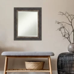 21" X 25" Bark Rustic Char Framed Wall Mirror Brown - Amanti Art -Home Furniture GUEST 77ec06f0 ac64 4cfe b183 282240970ae1