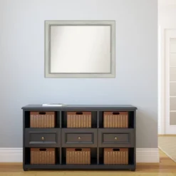 32" X 26" Non-Beveled Flair Patina Bathroom Wall Mirror Silver - Amanti Art -Home Furniture GUEST 7830959b 1e3b 493a a6da 6b53f63f6920