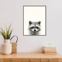 18" X 24" Animal Mug II Raccoon By Victoria Borges Framed Canvas Wall Art Gray - Amanti Art -Home Furniture GUEST 78ec7bb0 c8c4 4f37 abb0 660883393cbf