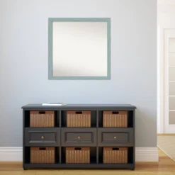 28" X 28" Non-Beveled Sky Blue Rustic Wood Wall Mirror - Amanti Art -Home Furniture GUEST 792f0aaa 2af2 4ea2 bcaa 59335f2e5940