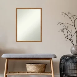19" X 25" Non-Beveled Carlisle Blonde Narrow Wood Wall Mirror - Amanti Art -Home Furniture GUEST 79b53580 c413 4eed ba15 76c26fb639e2
