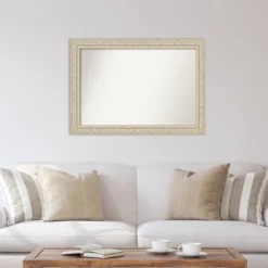 42" X 30" Non-Beveled Fair Baroque Cream Wood Wall Mirror - Amanti Art -Home Furniture GUEST 7ad7cbd4 c15d 4e70 ac20 af86f284a5d3